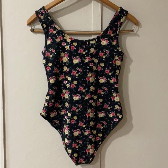 Forever 21 Black Floral Bodysuit, Small - Picture 2 of 5